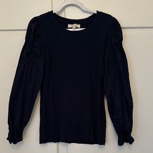 LIKE NEW LOFT Navy Long Sleeve Blouse Cotton Tshirt Material